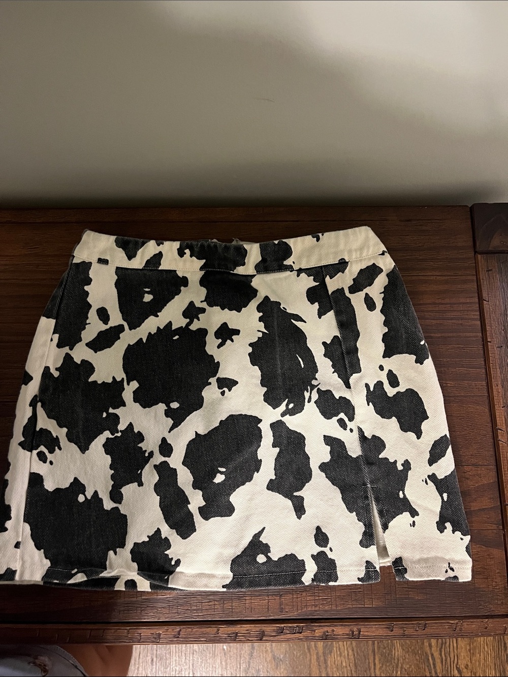 Le Lis Black & White Cow-Print Mini Skirt